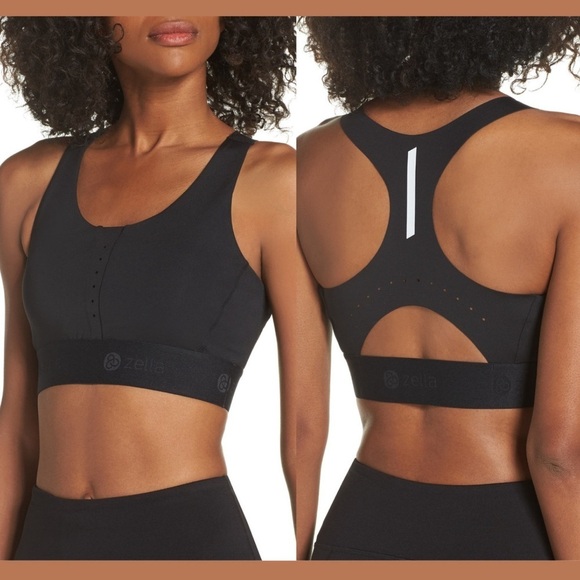 Zella cutout racerback black reflective sports bra - Picture 1 of 8